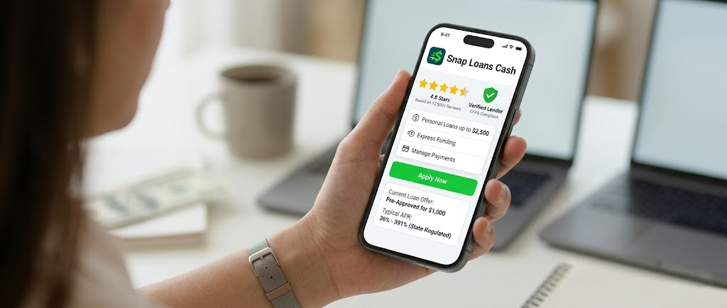 A mobile app showing safe options for loans for bad credit.